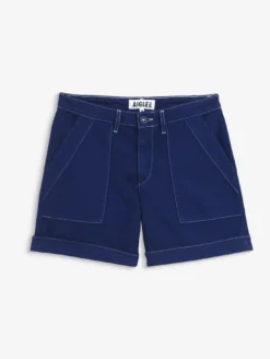 Short marin en sergé léger avec taille réglable - Bleu