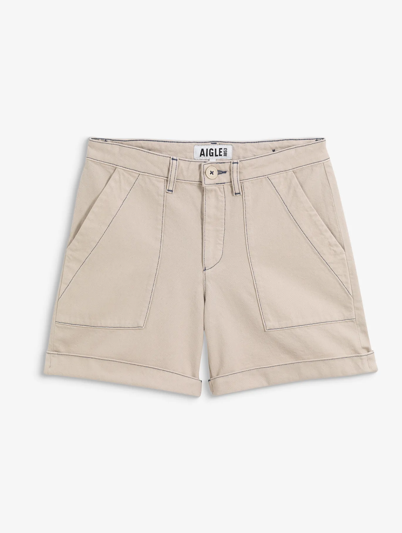 Short marin en sergé léger avec taille réglable - Beige