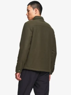 Surchemise chaude en laine avec doublure sherpa - Kaki