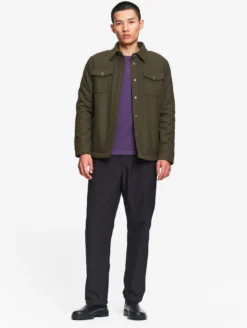 Surchemise chaude en laine avec doublure sherpa - Kaki