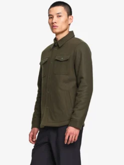 Surchemise chaude en laine avec doublure sherpa - Kaki