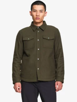 Surchemise chaude en laine avec doublure sherpa - Kaki
