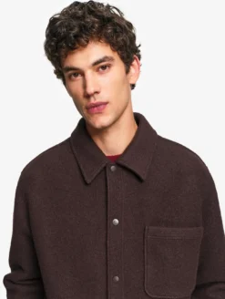 Surchemise en laine bouillie - Marron