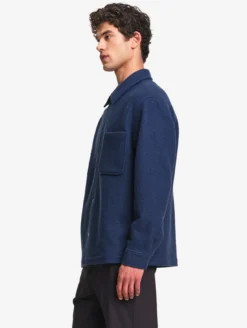 Surchemise en laine bouillie - Bleu