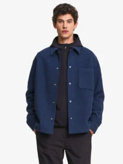 Surchemise en laine bouillie - Bleu