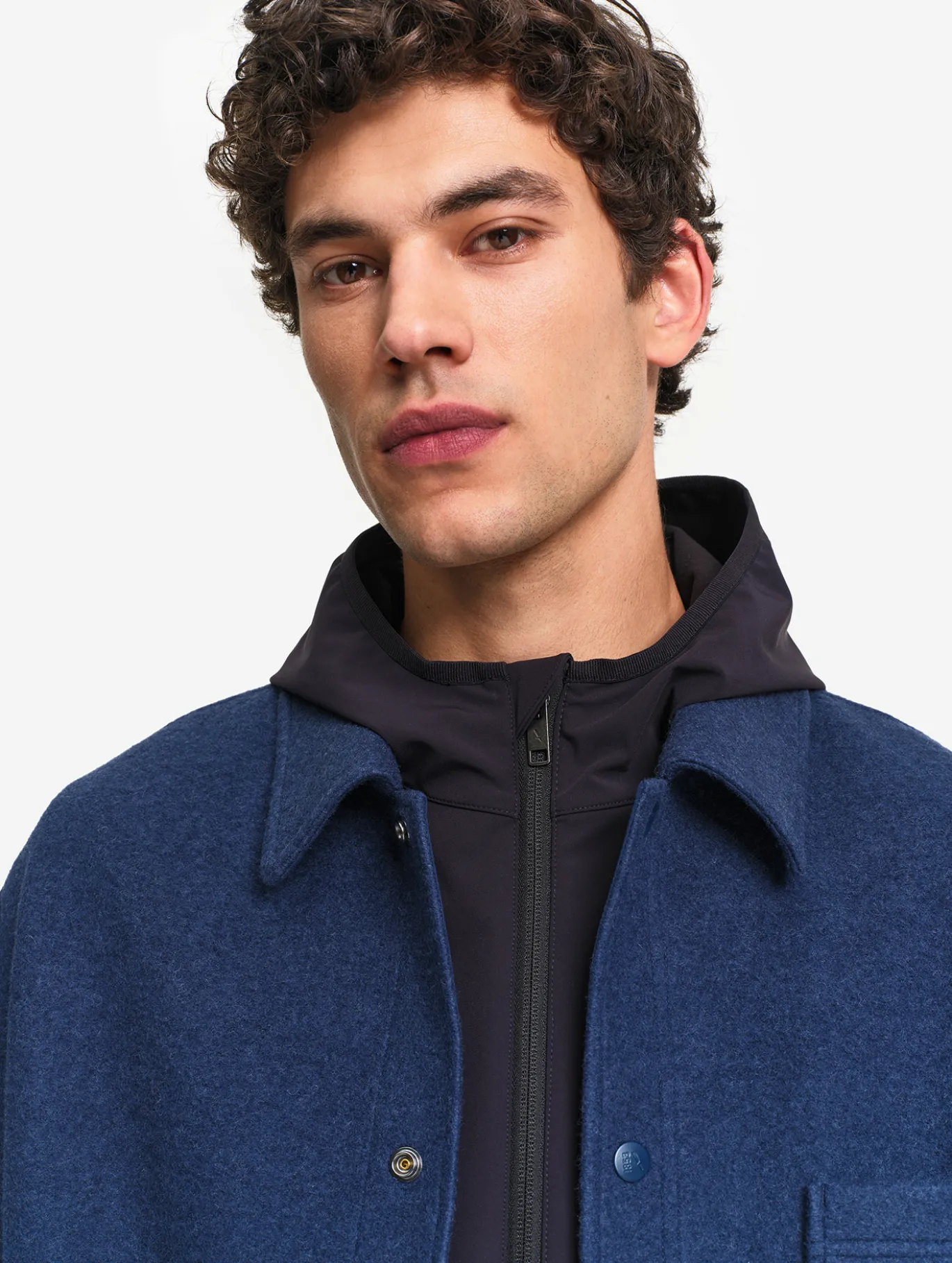 Surchemise en laine bouillie - Bleu