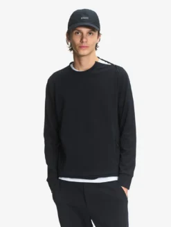 Sweatshirtcol ras du cou anti-UV avec poches zippées - Noir