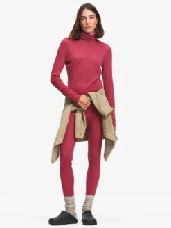 T-shirt col roulé ThermoPack™en laine mérinos et tencel thermo-régulateur - Rouge