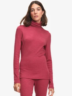 T-shirt col roulé ThermoPack™en laine mérinos et tencel thermo-régulateur - Rouge