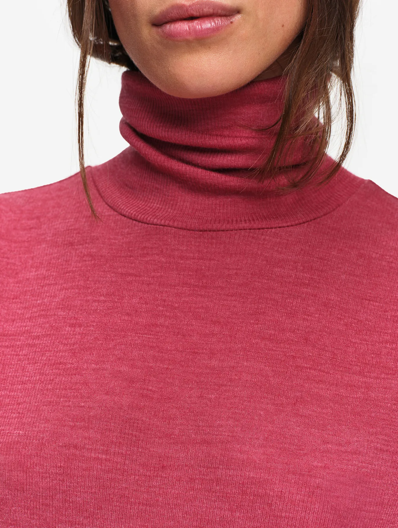 T-shirt col roulé ThermoPack™en laine mérinos et tencel thermo-régulateur - Rouge