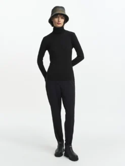 T-shirt col roulé ThermoPack™en laine mérinos et tencel thermo-régulateur - Noir