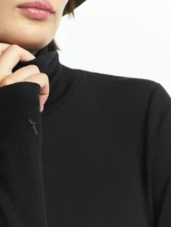 T-shirt col roulé ThermoPack™en laine mérinos et tencel thermo-régulateur - Noir