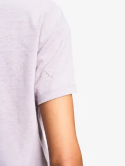T-shirt en coton et lin à col V - Violet