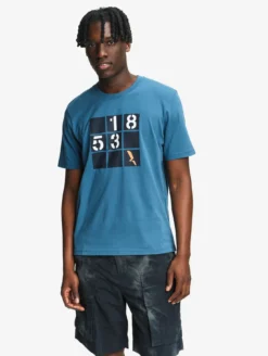 T-shirt en coton graphique imprimé - Bleu