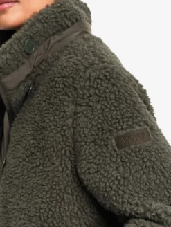 Veste boutonnée en sherpa en laine mélangée - Kaki
