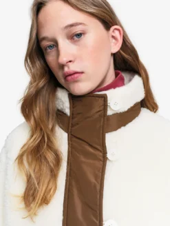 Veste boutonnée en sherpa en laine mélangée - Blanc