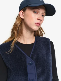 Veste boutonnée sans manches en polaire épaisse - Bleu