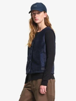 Veste boutonnée sans manches en polaire épaisse - Bleu