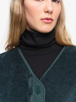 Veste boutonnée sans manches en polaire épaisse - Vert