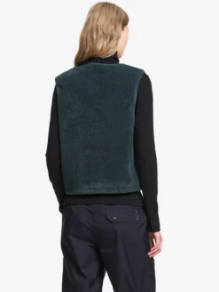 Veste boutonnée sans manches en polaire épaisse - Vert