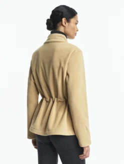Veste polaire zippée bi-matière, touché peau de pêche - Beige