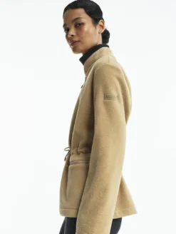 Veste polaire zippée bi-matière, touché peau de pêche - Beige