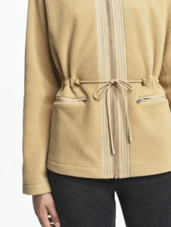 Veste polaire zippée bi-matière, touché peau de pêche - Beige