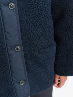 Veste sherpa boutonnée réversible oversize - Bleu