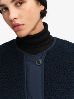Veste sherpa boutonnée réversible oversize - Bleu
