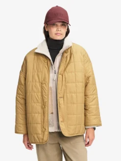 Veste sherpa boutonnée réversible oversize - Marron