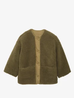 Veste sherpa boutonnée réversible oversize - Marron