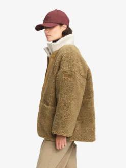 Veste sherpa boutonnée réversible oversize - Marron