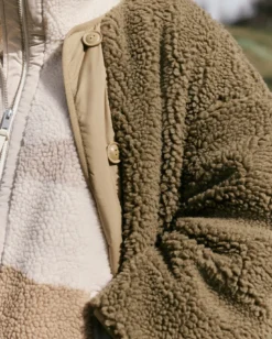 Veste sherpa boutonnée réversible oversize - Marron