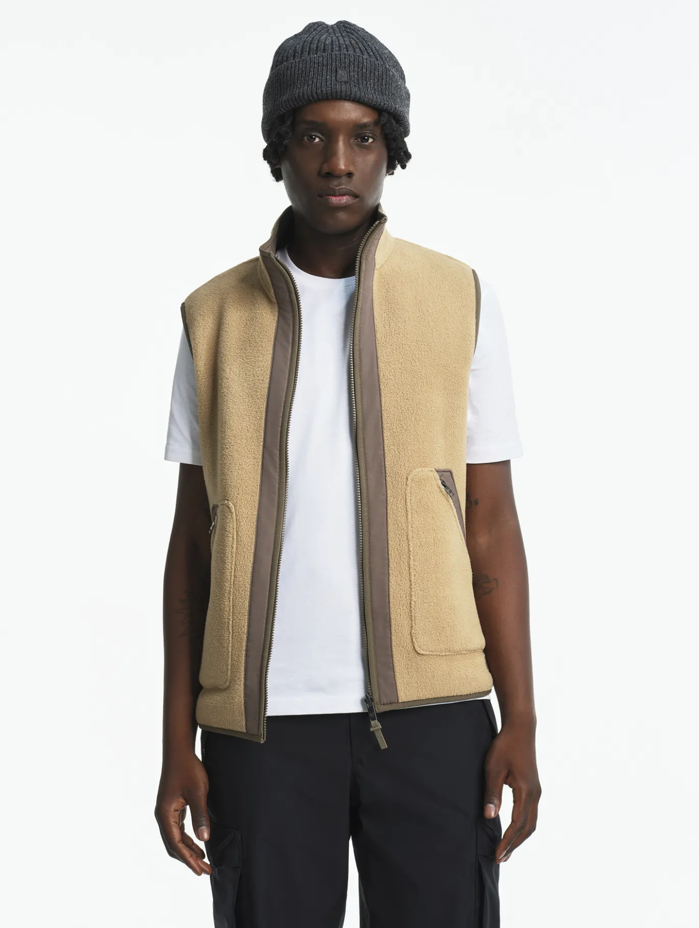 Veste sherpa sans manches réversible T-KIT - Beige