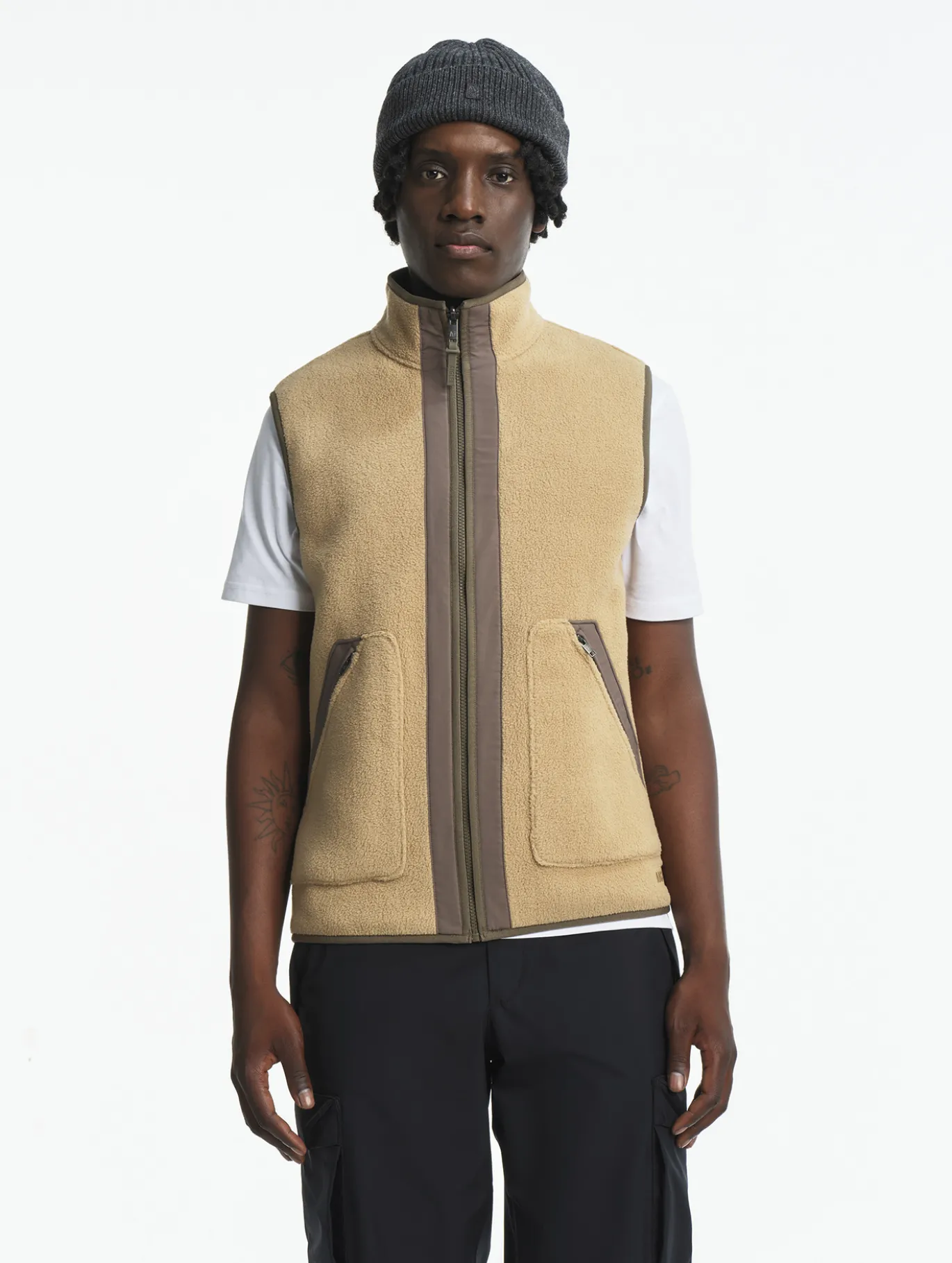 Veste sherpa sans manches réversible T-KIT - Beige