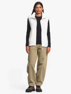 Veste zippée sans manches en sherpa patchwork - Blanc