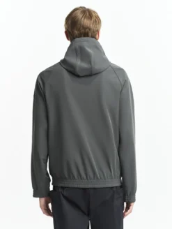 Veste zippée softshell à capuche coupe-vent - Gris